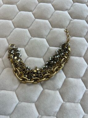 Catherine Popesco Gold-Tone multi layer bracelet with pearls